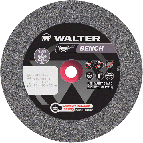 Bench Grinding Wheel, 6" x 3/4", 1" Arbor, 1 Superchem Industries