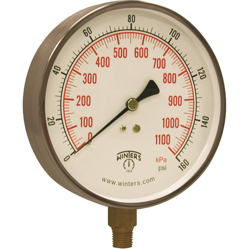 Manom&egrave;tre pour entrepreneur,  4-1/2", 0 - 160 psi, Fixation inf&eacute;rieure, Analogique Superchem Industries