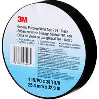 Ruban en vinyle pour travaux g&eacute;n&eacute;raux 764, 25,4 mm (1") la x 32,9 m (108') lo, 5 mils, Noir Superchem Industries
