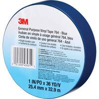 Ruban en vinyle pour travaux g&eacute;n&eacute;raux 764, 25,4 mm (1") la x 32,9 m (108') lo, 5 mils, Bleu Superchem Industries