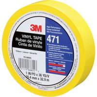 471 Vinyl Tape, 25.4 mm (1") W x 32.9 m (108') L, 5.2 mils, Yellow Superchem Industries