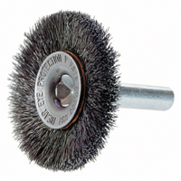 Crimped Wire Wheel Brush with 1/4" Shank, 3" Dia., 0.014" Fill, 1/4" Arbor Superchem Industries