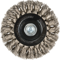 Brosses rotatives &agrave; fils nou&eacute;s - Brosse rotative &agrave; fils nou&eacute;s a/queue 1/4", Fils nou&eacute;s standards, Dia. 3", Fils 0,014", Acier inoxydable Superchem Industries