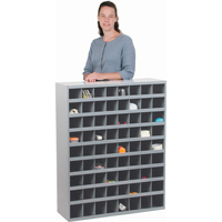 Steel Storage Bin Cabinet, 33-3/4" W x 12" D x 42" H, Grey Superchem Industries