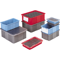 Divider Box&reg; Containers, Polyethylene, 10.8" W x 8.3" D x 2.5" H, Grey Superchem Industries