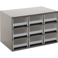 Modular Parts Cabinets, Steel, 9 Drawers, 17" x 10-9/16" x 3-1/16", Grey Superchem Industries