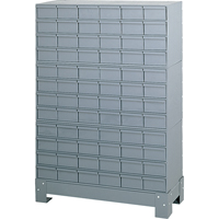 Industrial Drawer Cabinet With Base, 72 Drawers, 34-1/8" W x 12-1/4" D x 48-1/8" H, Grey Superchem Industries