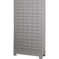 Industrial Drawer Cabinet With Base, 96 Drawers, 34-1/8" W x 12-1/4" D x 62-1/2" H, Grey Superchem Industries