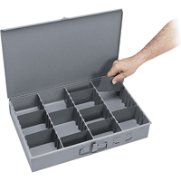 Boîtes &agrave; compartiments ajustables, Acier, Variable compartiments, 18" la x 12" p, 3" h, Gris Superchem Industries