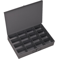 Compartment Scoop Boxes, Steel, 16 Slots, 13-3/8" W x 9-1/4" D x 2" H, Grey Superchem Industries