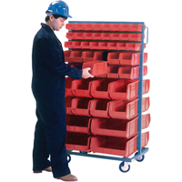 Support mobile deux c&ocirc;t&eacute;s pour bacs, &agrave; deux c&ocirc;t&eacute;s, 96 bacs, 36" la x 24" p x 63" h Superchem Industries
