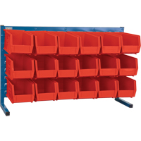 Louvered Rack with Bins, 18 Bins, 36" W x 8-1/4" D x 22" H Superchem Industries