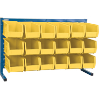 Louvered Rack with Bins, 18 Bins, 36" W x 8-1/4" D x 22" H Superchem Industries