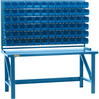 Louvered Rack with Bins, 36 Bins, 72" W x 15" D x 40" H Superchem Industries
