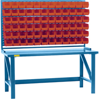 Louvered Rack with Bins, 36 Bins, 72" W x 15" D x 40" H Superchem Industries