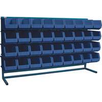 Louvered Rack with Bins, 36 Bins, 72" W x 15" D x 40" H Superchem Industries