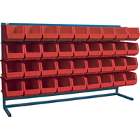Louvered Rack with Bins, 36 Bins, 72" W x 15" D x 40" H Superchem Industries