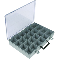 Compartment Case, Plastic, 24 Slots, 15-1/2" W x 11-3/4" D x 2-1/2" H, Grey Superchem Industries