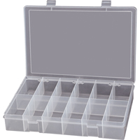 Compact Polypropylene Compartment Cases, 13-1/8" W x 9" D x 2-5/16" H, 12 Compartments Superchem Industries