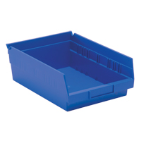 Shelf Bins, 8-3/8" W x 4" H x 11-5/8" D, Blue, 30 lbs. Capacity Superchem Industries