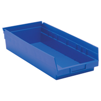 Bacs de rangement pour tablettes, 8-3/8" la x 4" H x 17-7/8" p, Bleu, Capacit&eacute; 40 lb Superchem Industries