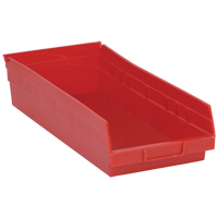 Bacs de rangement pour tablettes, 8-3/8" la x 4" H x 17-7/8" p, Rouge, Capacit&eacute; 40 lb Superchem Industries