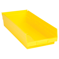 Bacs de rangement pour tablettes, 8-3/8" la x 4" H x 17-7/8" p, Jaune, Capacit&eacute; 40 lb Superchem Industries