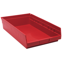 Bacs de rangement pour tablettes, 11-1/8" la x 4" H x 17-7/8" p, Rouge, Capacit&eacute; 40 lb Superchem Industries