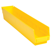 Shelf Bins, 4-1/8" W x 4" H x 23-5/8" D, Yellow, 50 lbs. Capacity Superchem Industries