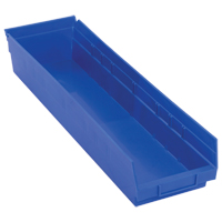 Bacs de rangement pour tablettes, 6-5/8" la x 4" H x 23-5/8" p, Bleu, Capacit&eacute; 50 lb Superchem Industries