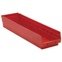 Bacs de rangement pour tablettes, 6-5/8" la x 4" H x 23-5/8" p, Rouge, Capacit&eacute; 50 lb Superchem Industries