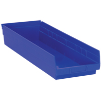 Bacs de rangement pour tablettes, 8-3/8" la x 4" H x 23-5/8" p, Bleu, Capacit&eacute; 50 lb Superchem Industries