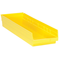 Bacs de rangement pour tablettes, 8-3/8" la x 4" H x 23-5/8" p, Jaune, Capacit&eacute; 50 lb Superchem Industries