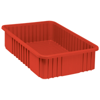 Divider Box&reg; Containers, Plastic, 22.5" W x 17.5" D x 6" H, Red Superchem Industries