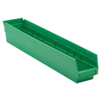 Economy Shelf Bin, 4-1/8" W x 4" H x 23-5/8" D, Green Superchem Industries