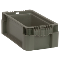 Collapsible Stacking Container, 7" W x 12" D x 5" H, Grey Superchem Industries