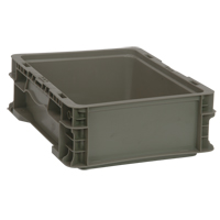 Collapsible Stacking Container, 15" W x 12" D x 5" H, Grey Superchem Industries