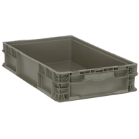 Collapsible Stacking Container, 15" W x 24" D x 5" H, Grey Superchem Industries