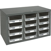 KPC-100 Parts Cabinet, Galvanized Steel, 12 Drawers, 23" x 11-2/5" x 13-4/5", Grey Superchem Industries