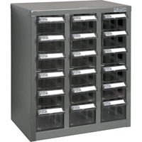 KPC-600 Parts Cabinet, Galvanized Steel, 18 Drawers, 13-9/10" x 8-7/10" x 16-3/10", Grey Superchem Industries