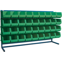 Louvered Rack with Bins, 36 Bins, 72" W x 15" D x 40" H Superchem Industries