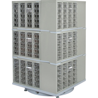 Armoire industrielle robuste avec carrousel &agrave; tiroirs, Acier, 240 tiroirs, 27" la x 27" p x 48" h, Gris Superchem Industries