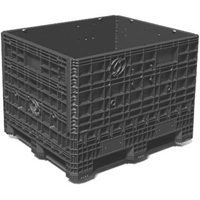Medium-Duty Collapsible Bulkpak Containers, 48" L x 40" W x 34" H, Black Superchem Industries
