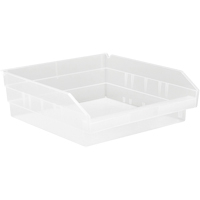 Bacs de rangement pour tablettes, 11-1/8" la x 4" H x 11-5/8" p, Transparent, Capacit&eacute; 30 lb Superchem Industries