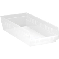 Bacs de rangement pour tablettes, 8-3/8" la x 4" H x 17-7/8" p, Transparent, Capacit&eacute; 40 lb Superchem Industries