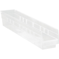 Bacs de rangement pour tablettes, 4-1/8" la x 4" H x 23-5/8" p, Transparent, Capacit&eacute; 50 lb Superchem Industries