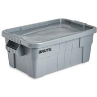 Brute Storage Tote with Lid, 27.88” D x 16.5” W x 10.7" H, 112 llbs. Capacity, Grey Superchem Industries