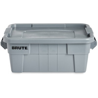 Brute Storage Tote with Lid, 27.88” D x 16.5” W x 10.7" H, 112 llbs. Capacity, Grey Superchem Industries