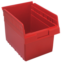 Store-Max Shelf Bins, 8-3/8" W x 8" H x 11-5/8" D, Red, 44 lbs. Capacity Superchem Industries