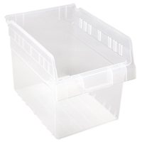 Store-Max Shelf Bins, 8-3/8" W x 8" H x 11-5/8" D, Clear, 44 lbs. Capacity Superchem Industries